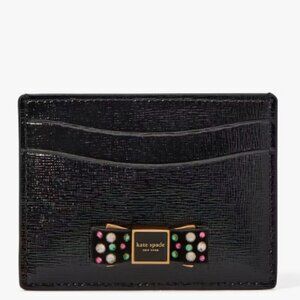 NWT - Kate Spade Morgan Bow Bedazzled Black Card Holder